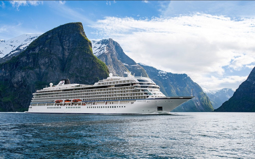 Luxury cruise ship at sea.